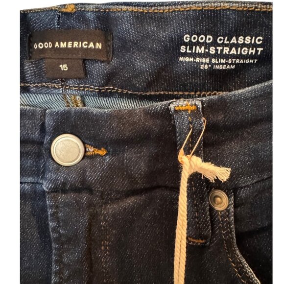Good American Good Classic Slim-Straight Jeans – Dark Indigo – NWT – Size 15 - Picture 4 of 8